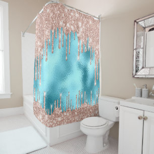 Sparkly Glitter Drips Pink Rose Gold Blush Blue