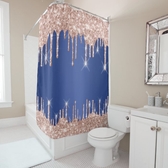Sparkly Glitter Drips Pink Rose Gold Blush Navy (In Situ)