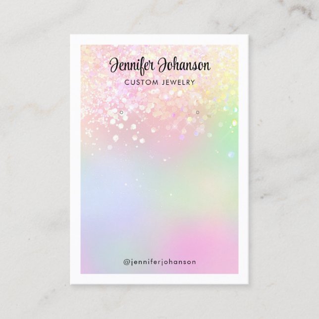 Sparkly glitter jewellery holder earrings Rainbow Business Card (Front)