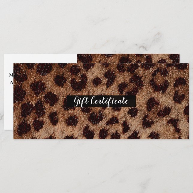 Sparkly Glitter Leopard Cheetah Gift Certificate Invitation (Front/Back)