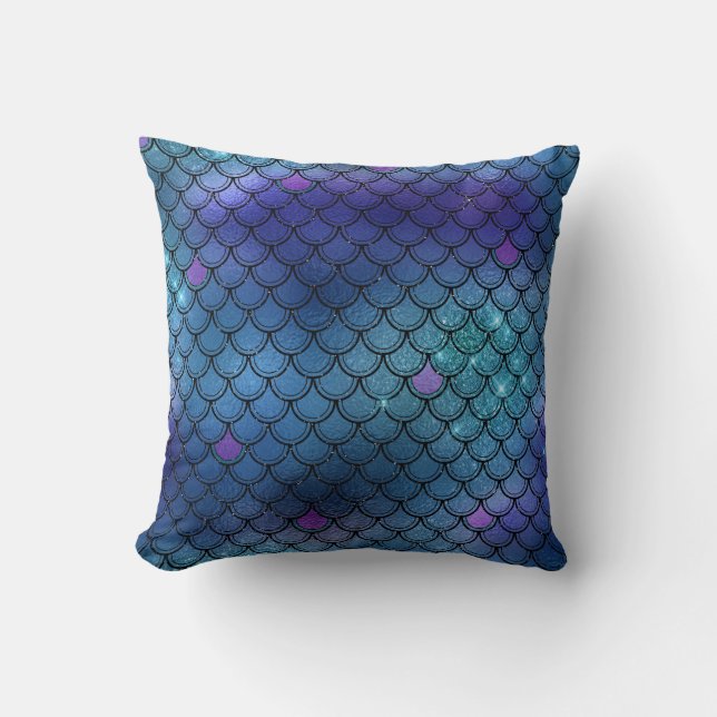 Sparkly Glitter Mermaid Throw Pillow (Front)