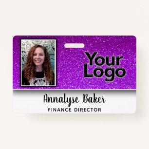 Sparkly Glitter Professional CNA Nurse Photo Name Badge