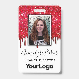 Sparkly Glitter Professional CNA Nurse Photo Name Badge