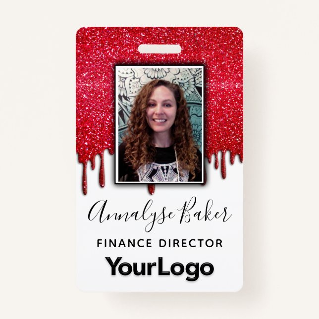 Sparkly Glitter Professional CNA Nurse Photo Name  Badge (Front)