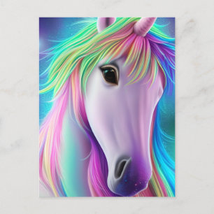 Sparkly Glitter Shiny Real Rainbow Unicorn Purple Holiday Postcard