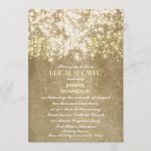 sparkly glitter string lights bridal shower invitation