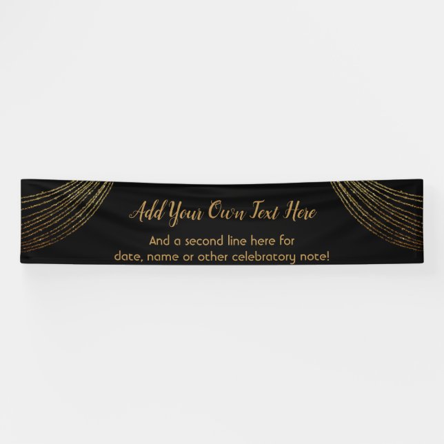 Sparkly Glittery Gold Garland Add Your Own Text Banner (Horizontal)