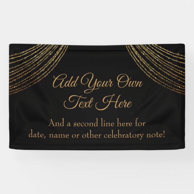 Sparkly Glittery Gold Garland Add Your Own Text Banner (Horizontal)