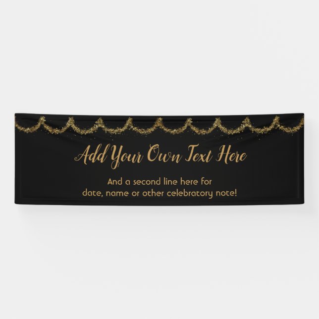 Sparkly Glittery Gold Garland Add Your Own Text Banner (Horizontal)