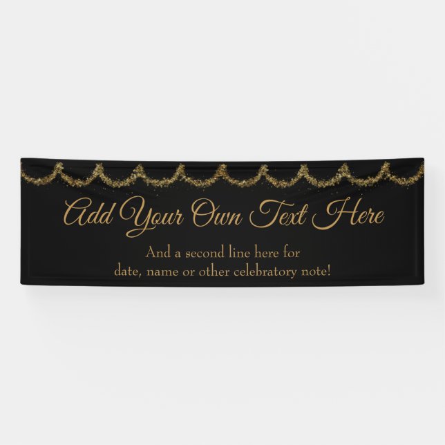 Sparkly Glittery Gold Garland Add Your Own Text Banner (Horizontal)