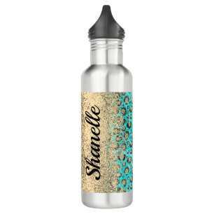 Sparkly Glittery Turquoise Leopard     710 Ml Water Bottle