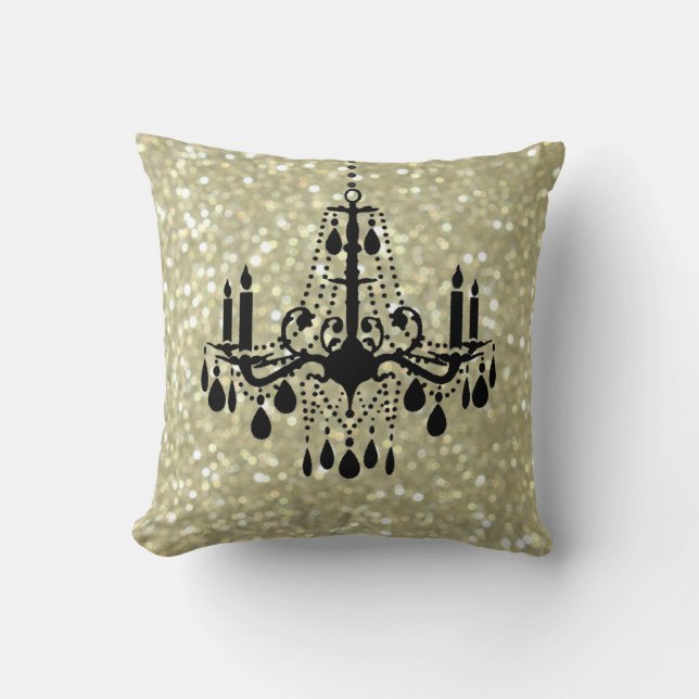Sparkly Gold Chandelier Pillow (Front)