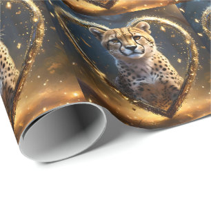 Sparkly Gold Cheetah Love, Wrapping Paper