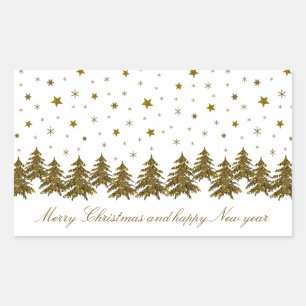 Sparkly gold Christmas tree, moon, stars Sticker