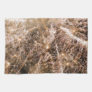 Sparkly gold fireworks Abstract Kitchen Towel