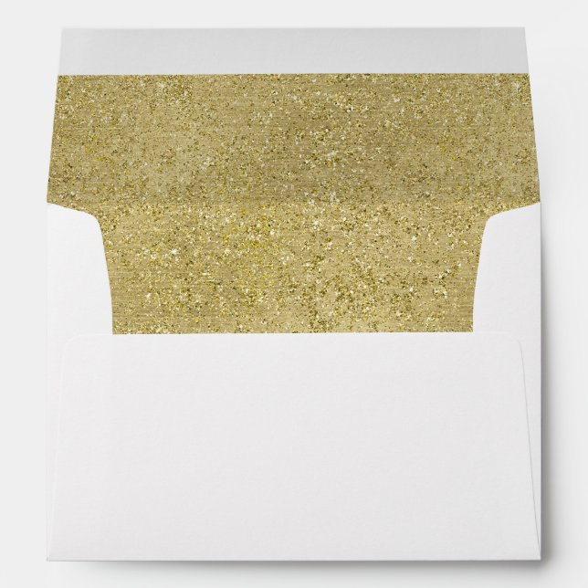 Sparkly gold glitter liner white invitation envelopes (Back (Bottom))
