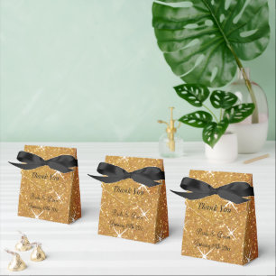 Sparkly gold glitter ritzy wedding party favour bo favor box