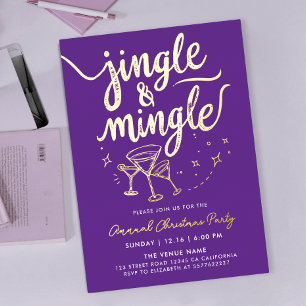 Sparkly Gold Purple Jingle Mingle Cocktail Doodles