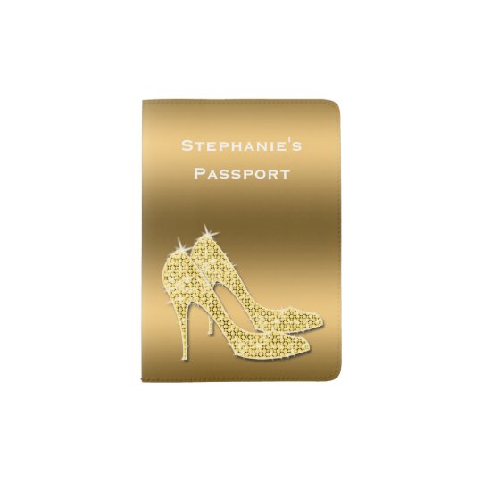 Sparkly Gold Stiletto Shoes Passport Holder