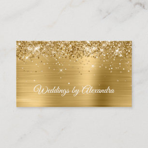 Sparkly Golden Glitter Gold Satin Ombre Foil Business Card