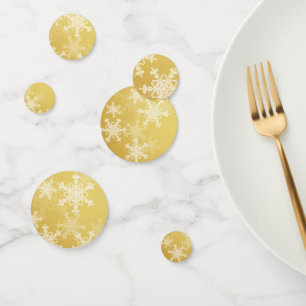 Sparkly Golden Snowflakes Minimalist Christmas Confetti