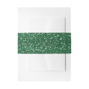 Sparkly Green & Silver Glitter Invitation Belly Band