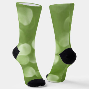 Sparkly Greenery light green bokeh Abstract Socks