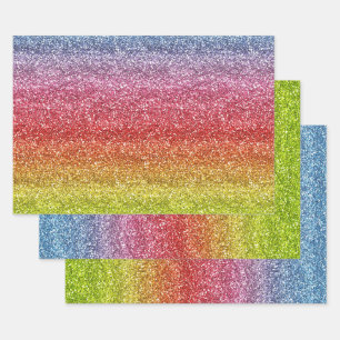 Sparkly Grey, Red & Yellow Gradient Glitter Wrapping Paper Sheet