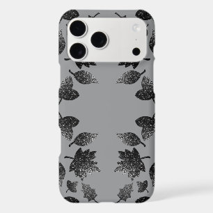 Sparkly grey silver leaves fall autumn pattern