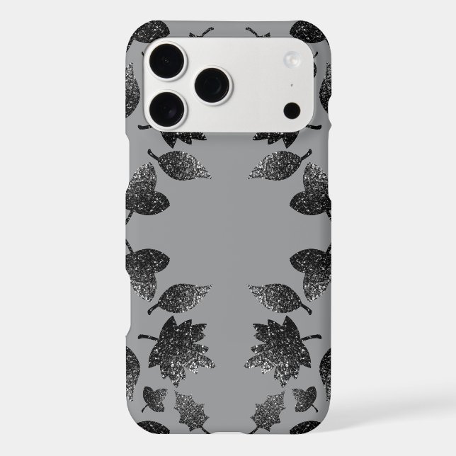 Sparkly grey silver leaves fall autumn pattern (Back)