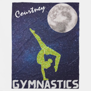 Sparkly Gymnast in Space by the Moon Fleece Blanket