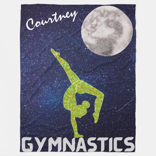 Sparkly Gymnast in Space by the Moon   Fleece Blanket (Front)