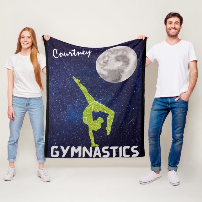 Sparkly Gymnast in Space by the Moon   Fleece Blanket (In Situ)