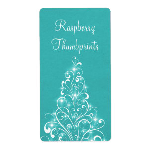 Sparkly Holiday Tree Baking Labels, Aqua