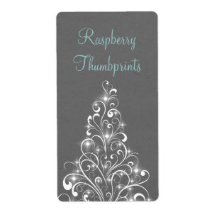 Sparkly Holiday Tree Baking Labels, Gray