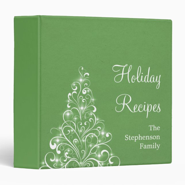 Sparkly Holiday Tree Binder (1.5 inch), Green (Front/Spine)