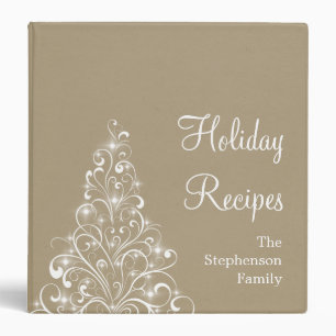 Sparkly Holiday Tree Binder (1.5 inch), Latte