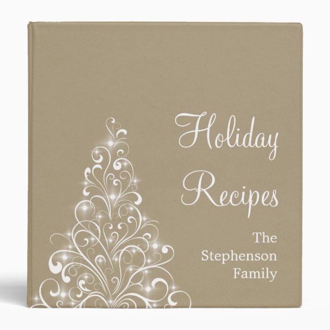 Sparkly Holiday Tree Binder (1.5 inch), Latte (Front)