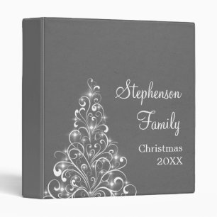 Sparkly Holiday Tree Binder (1 inch), Grey