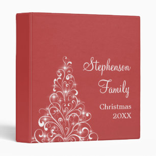 Sparkly Holiday Tree Binder (1 inch), Red