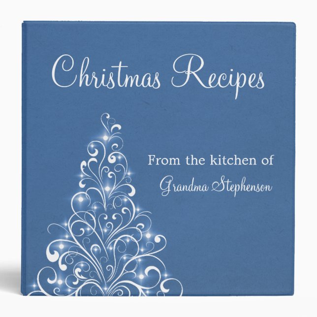 Sparkly Holiday Tree Binder (2 inch), Blue (Front)