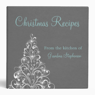 Sparkly Holiday Tree Binder (2 inch), Grey