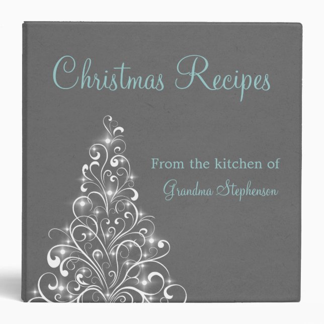 Sparkly Holiday Tree Binder (2 inch), Grey (Front)