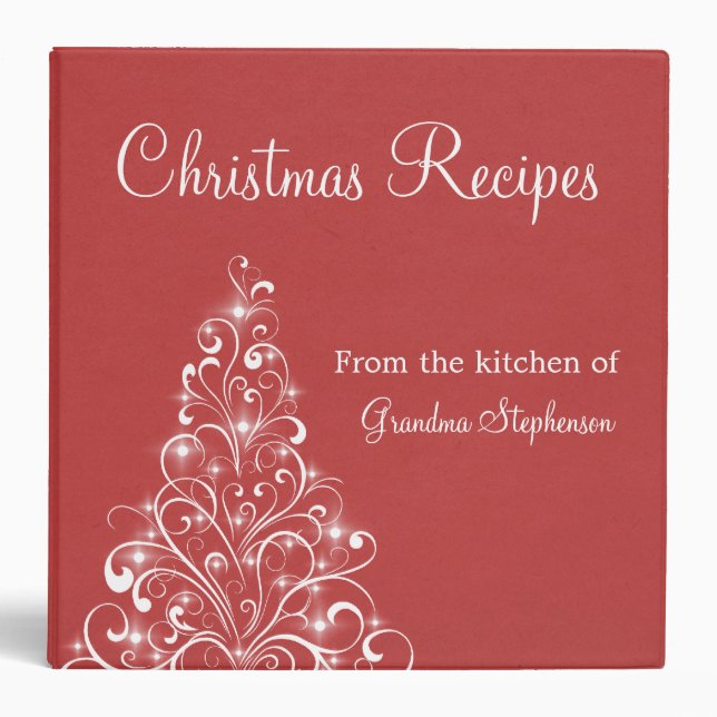 Sparkly Holiday Tree Binder (2 inch), Red (Front)