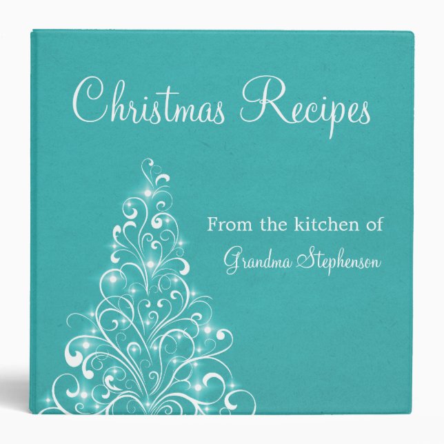 Sparkly Holiday Tree Classeur (2 pouces), Aqua (Devant)