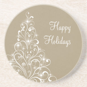 Sparkly Holiday Tree Coaster, Latte Coaster