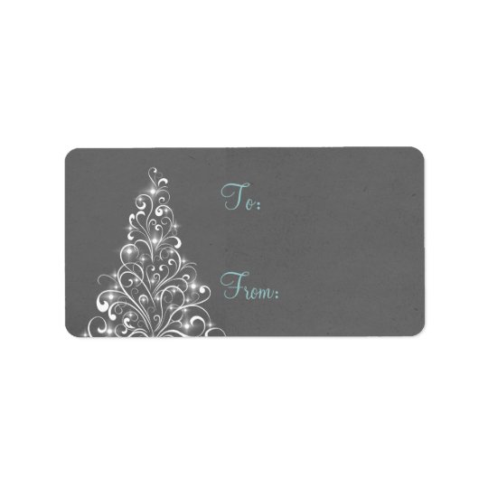 Sparkly Holiday Tree Gift Tags, Grey