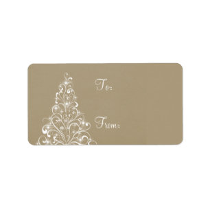 Sparkly Holiday Tree Gift Tags, Latte Label