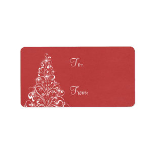 Sparkly Holiday Tree Gift Tags, Red Label