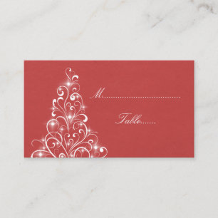 Sparkly Holiday Tree Place Card, Red Card